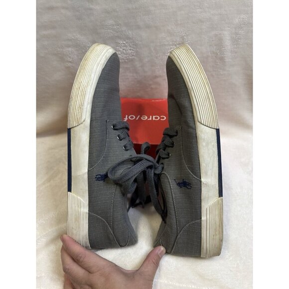 POLO RALPH LAUREN Mens Felton Gray Canvas Sneakers Sz 12D Casual Preppy READ - Picture 9 of 12